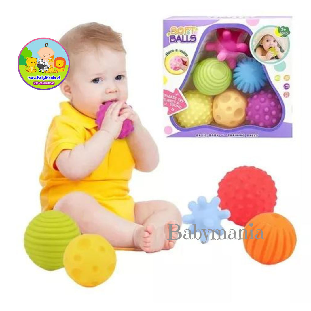 Soft Balls 6 Pelotas Sensoriales Texturizadas Para Bebes - BabyMania