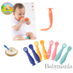 2 Cucharas De Aprendizaje Silicona Para Bebes Huellas