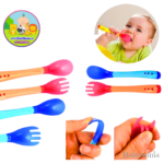 Cucharas y tenedor Silicona Cambian de color