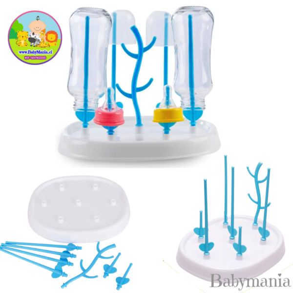 Escurridor o Secador de Mamaderas Blanco con Celeste