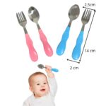 Set De Cubiertos Acero Inox Cuchara Y Tenedor Bebé Y Niños - Imagen 2