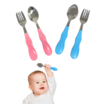 Set De Cubiertos Acero Inox Cuchara Y Tenedor Bebé Y Niños