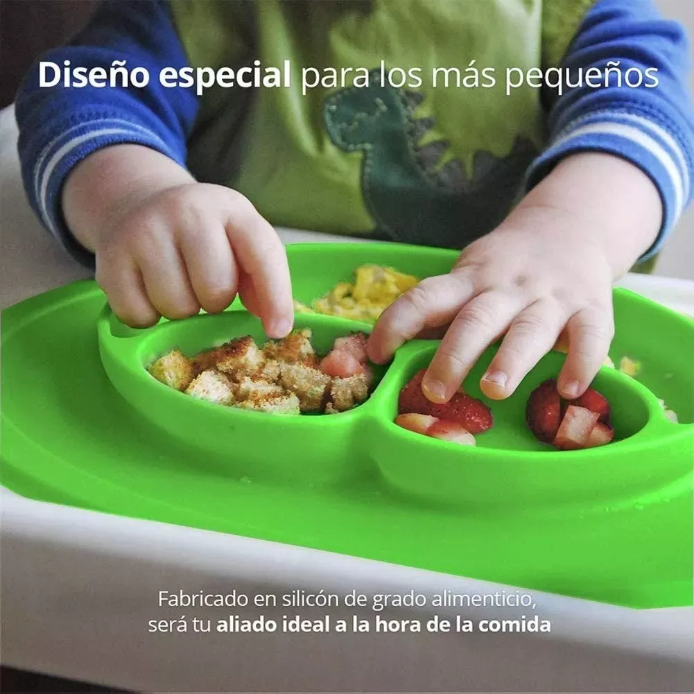 D_NQ_NP_2X_727403-MLC77963130557_072024-F Plato Bebes Antideslizante Silicona Divisiones Carita Feliz - Imagen 4