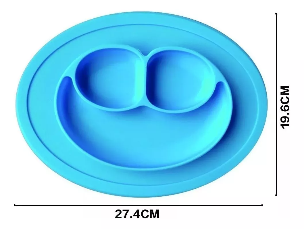 D_NQ_NP_2X_907712-MLC77742862168_072024-F Plato Bebes Antideslizante Silicona Divisiones Carita Feliz - Imagen 2
