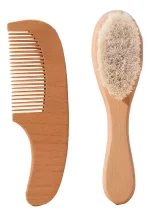 Juego De Peine Y Cepillo Madera Para Bebé