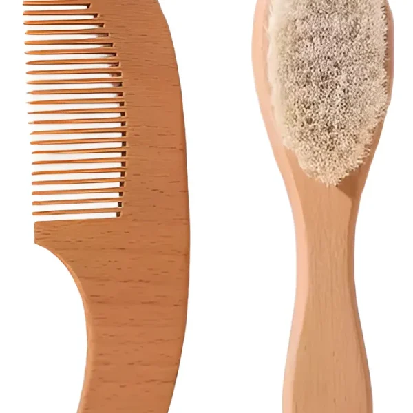 Juego De Peine Y Cepillo Madera Para Bebé